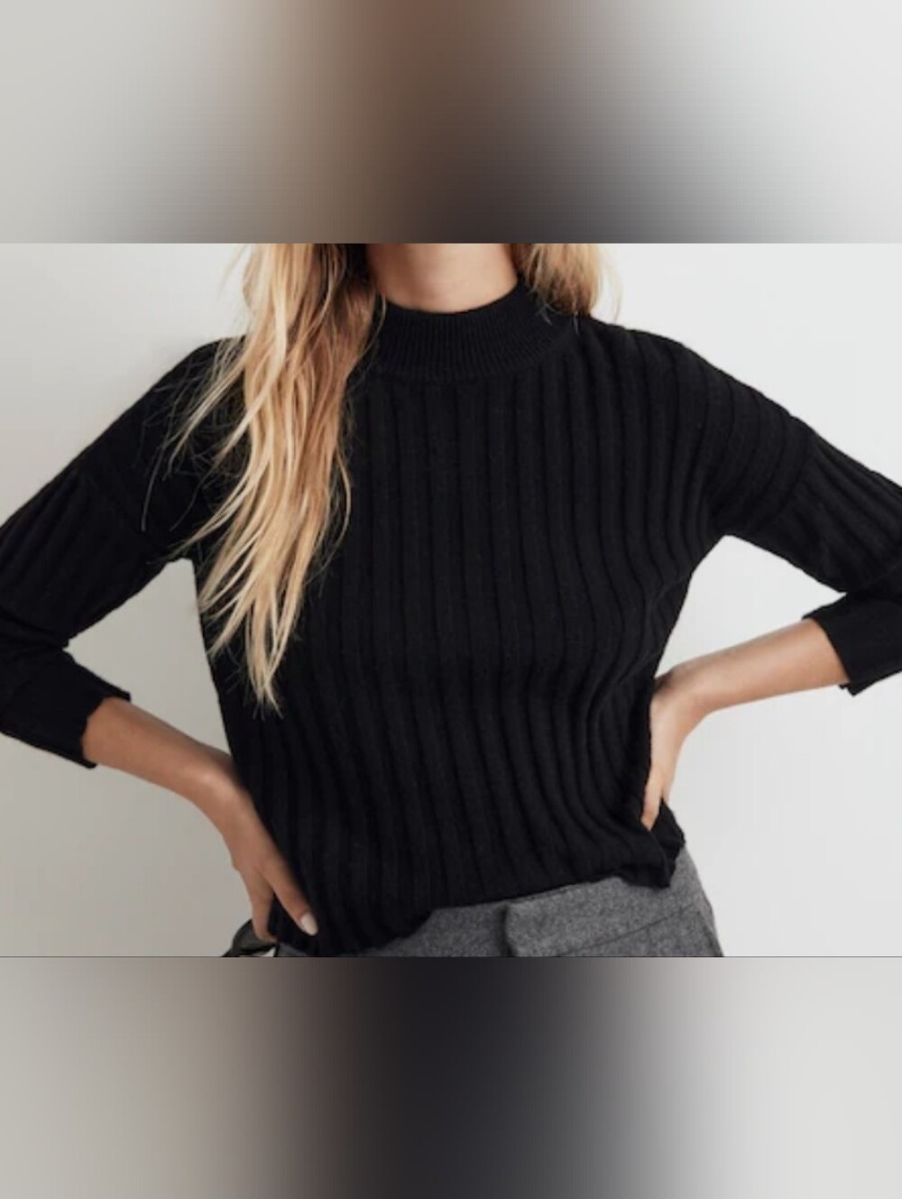 Madewell Black Ribbed Mock Neck Sweater